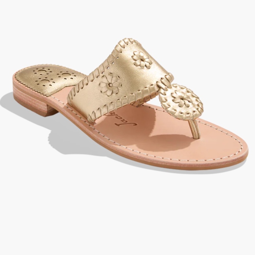 Jack Rogers Champagne Metallic Sandals Jacks Flat Sandals Gold Platinum Flats 9